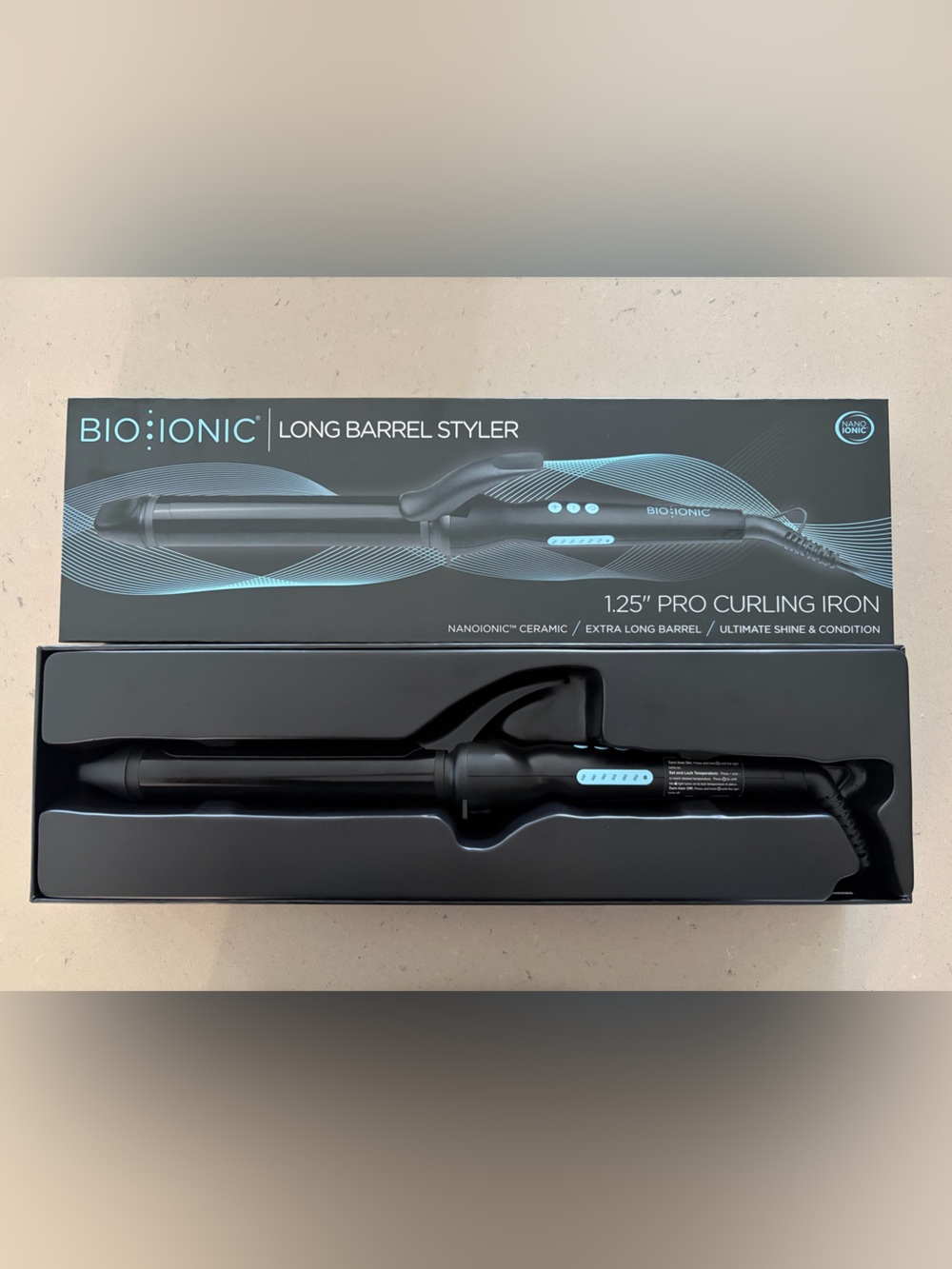 Bio Ionic 1.25" Pro Long Barrel Curling Iron - Black